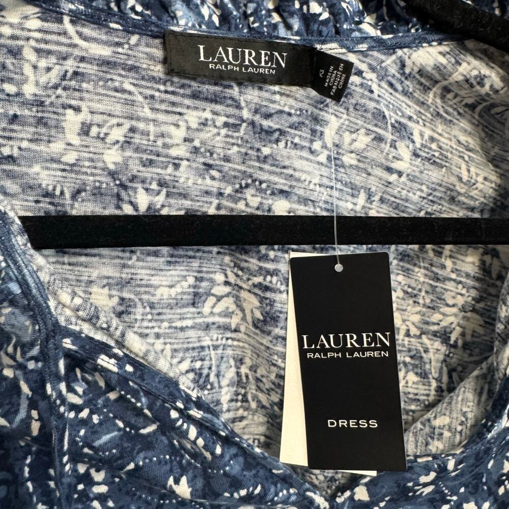 Lauren Ralph Lauren Tiered Floral Linen Blend Dress Smocked Beach Coastal Sz 12 - Picture 12 of 14